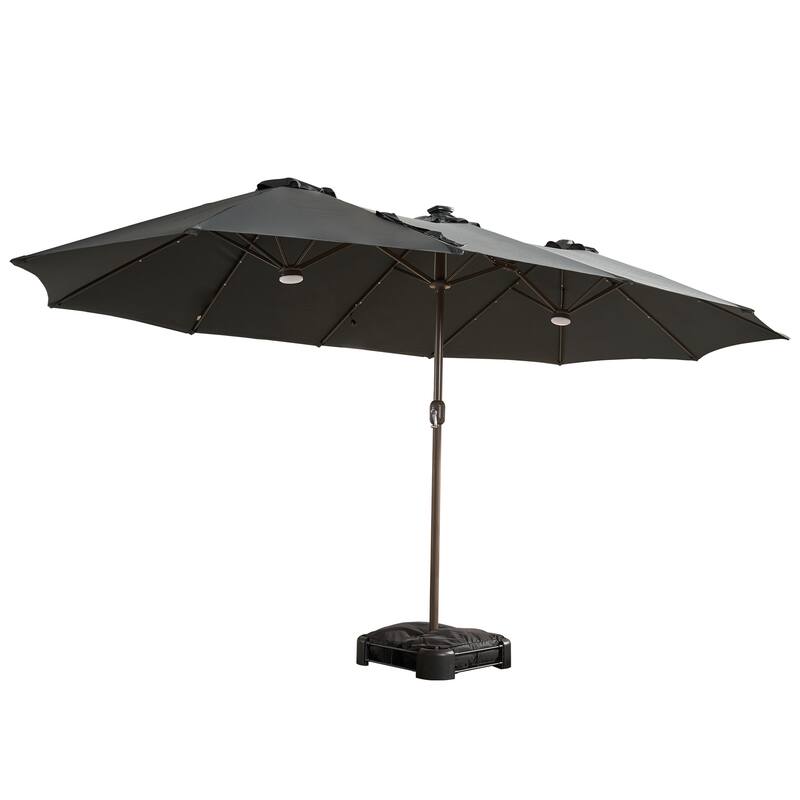 XIZZI Outdoor Patio Umbrella with Solar LED Lights and Base