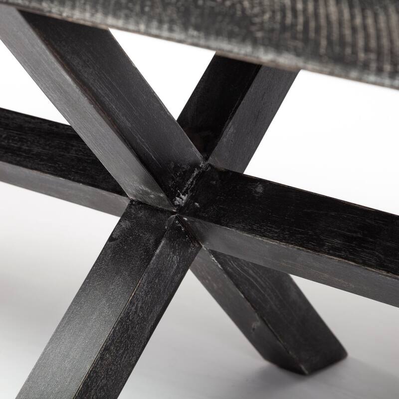 Solis Black & Cream Upholstered Patterned Seat Accent Bench