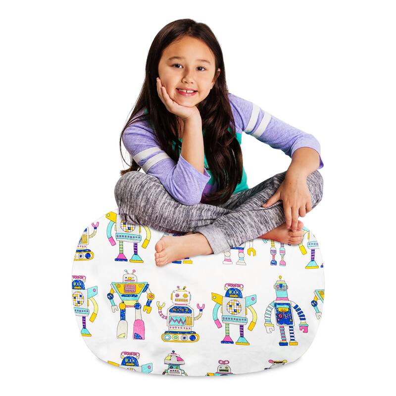 Kids Bean Bag Chair Cover Stuffed Animal Storage or Toy Organizer
