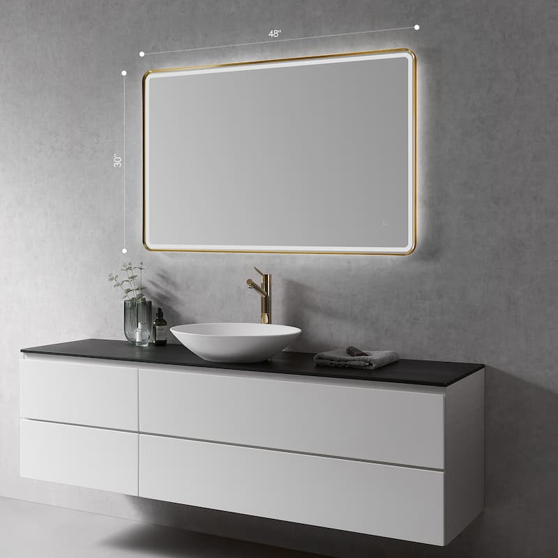 Altair Viaggi Rectangle Framed LED Lighted Wall Mirror