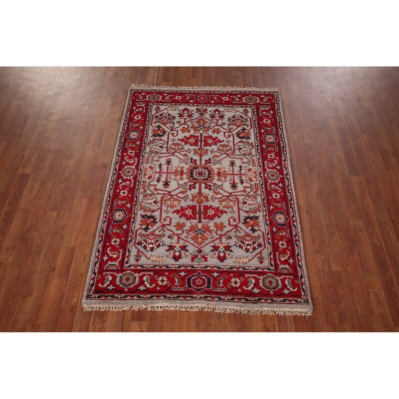 Heriz Serapi Oriental Accent Rug Handmade Wool Carpet - 4'0" X 5'11"