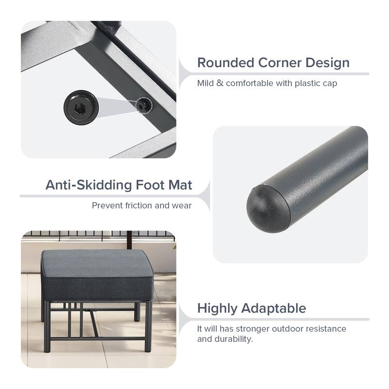 Gymojoy Outdoor Ottoman with Olefin Cushion, Weather-Resistant Patio Footrest for Deck & Porch