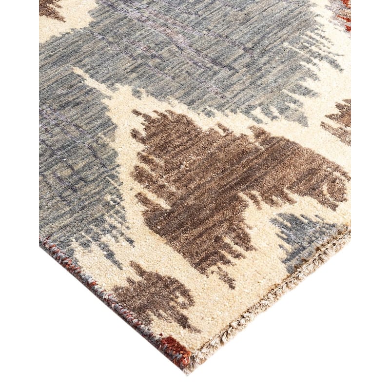 Ikat One-of-a-Kind Hand-Knotted Area Rug - Gray, 8' 3" x 10' 6" - 8' 3" x 10' 6"
