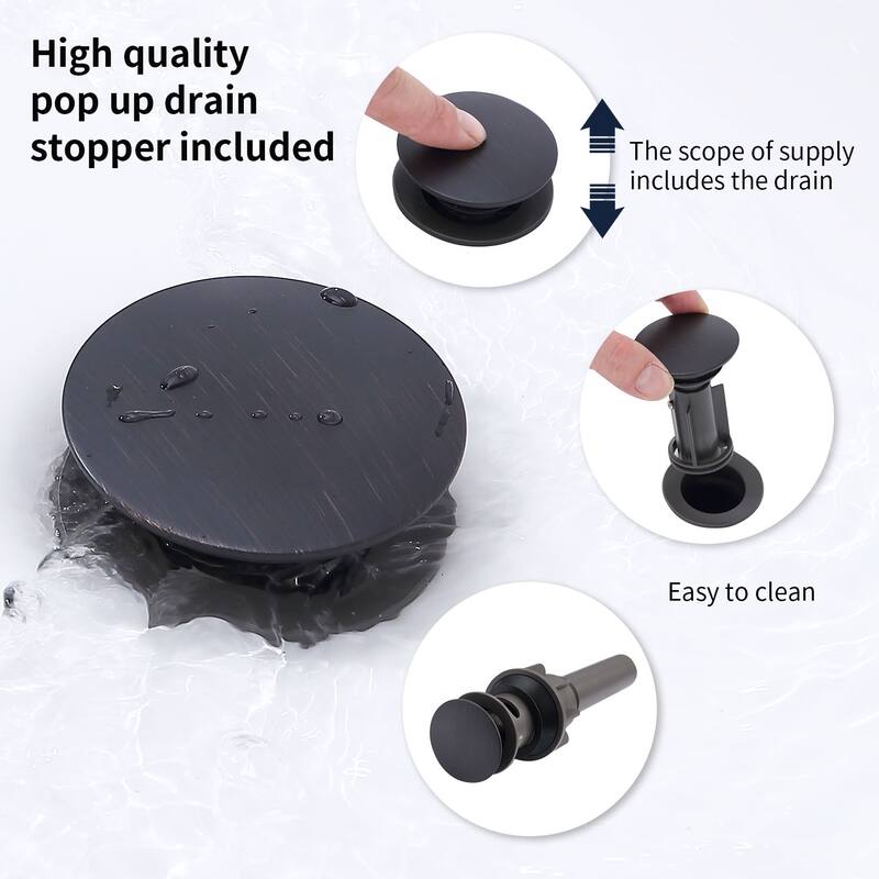 2 Handle 360 Degree Swivel Bathroom Sink Faucet with Pop up Drain Assembly and Water Supply Hose, Aerator, Anti Fingerprint