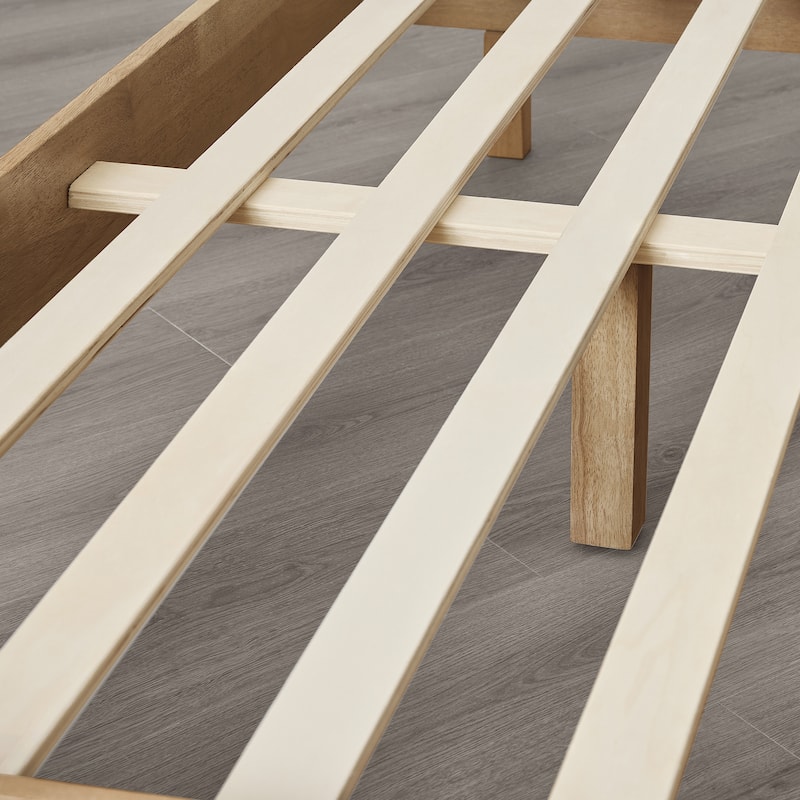 Spruce & Spring Modern Bouclé Platform Bed with Upholstered Headboard & Solid Wood Frame