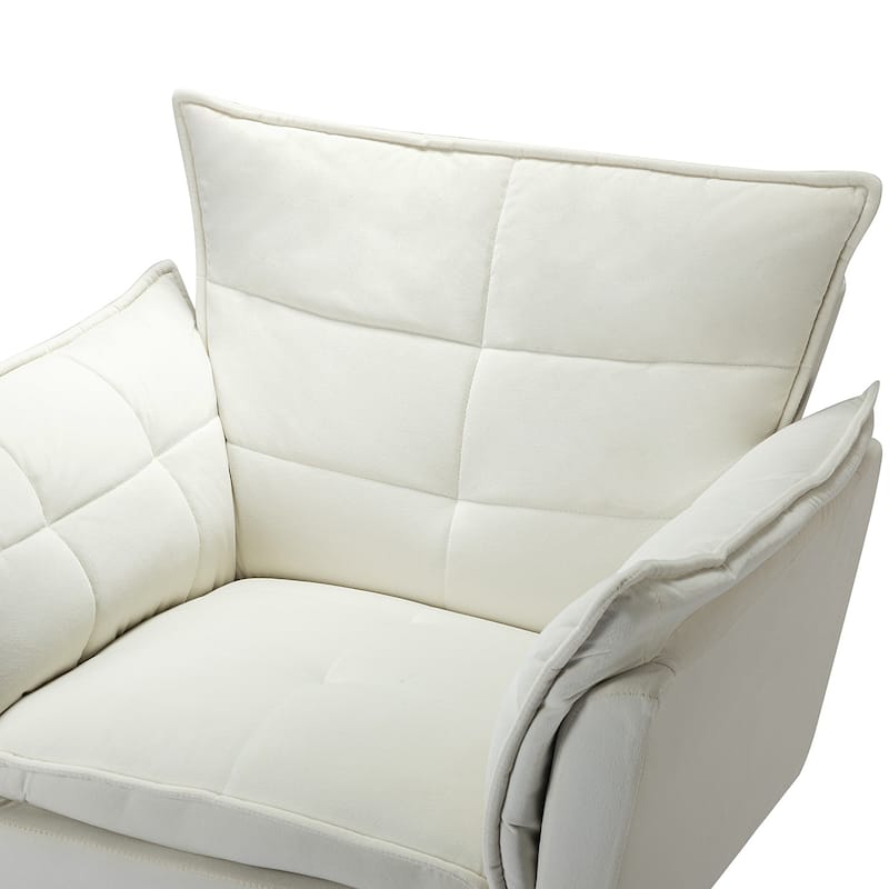 1ida Modern Velvet Tufted Padded Cushion Armchair with Golden Metal Legs by HULALA HOME