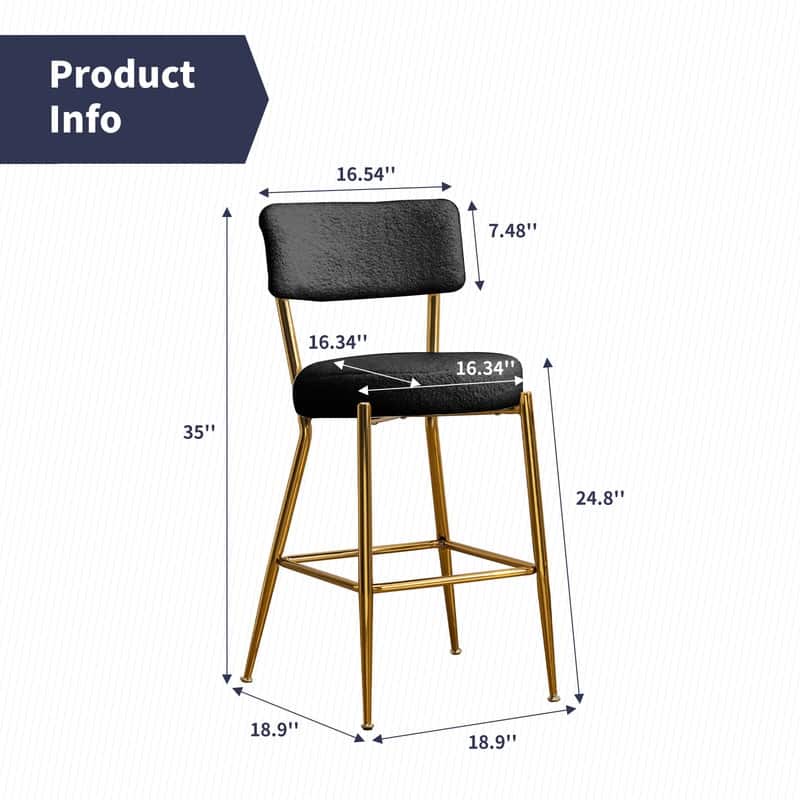 Mixoy 24"Counter Height Modern Teddy Fleece Bar Stools with Metal Legs