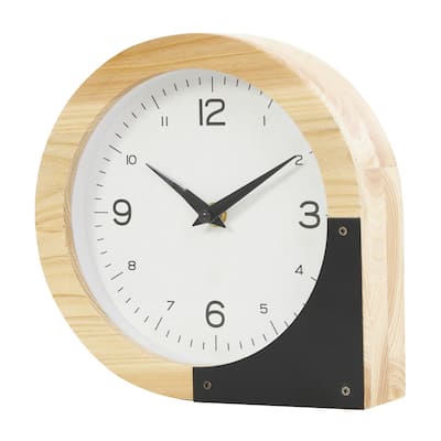 Wood Round Abstract Decorative Clock - Light Brown - Roche River Decor