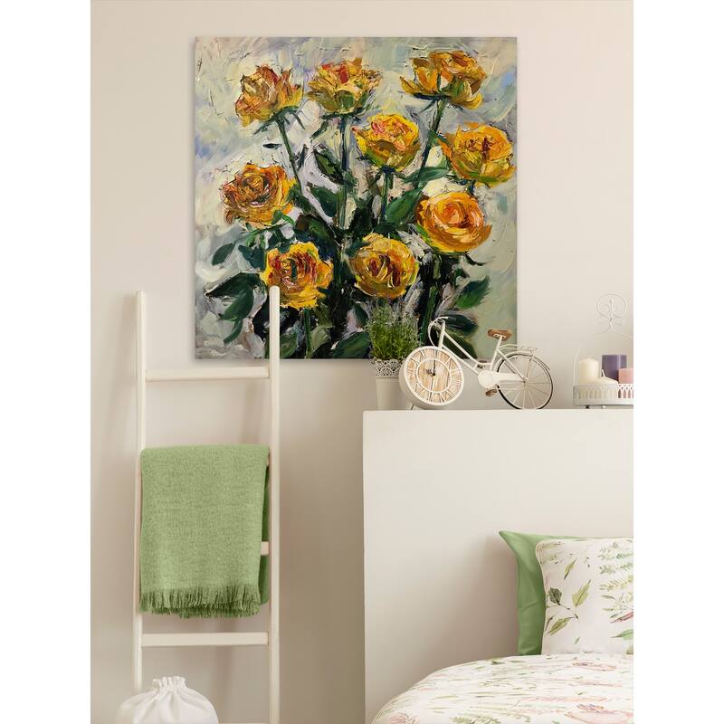 Summertime Roses Print on Wrapped Canvas