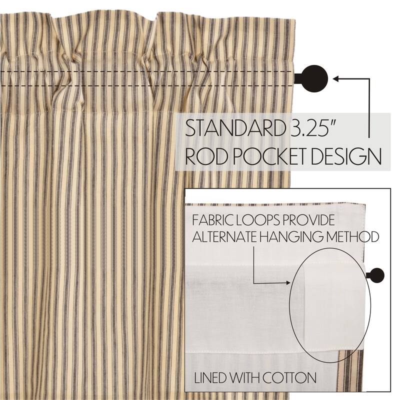 Sawyer Mill Ticking Stripe Short Prairie Panel Set - Prairie Panel 63x36