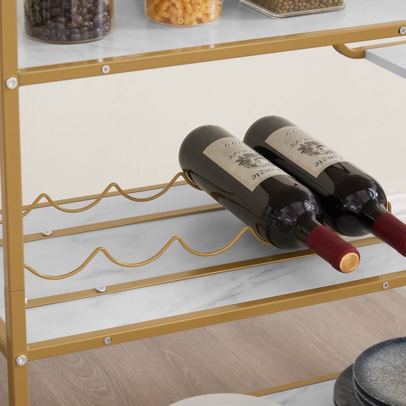 6-Tier Bar Cart, Slide Bar Serving Cart,Wine Cart,Beverage Cart with Wine Rack and Glass Holder,Rolling Drink Trolley