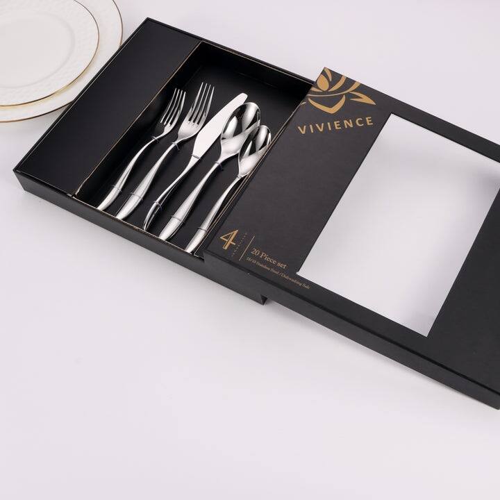 20 Pc Flatware Set with Wavy Handle