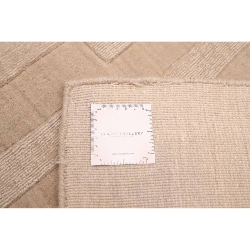 ECARPETGALLERY Hand Loomed Kashkuli Gabbeh Light Khaki Wool Rug - 6'8 x 9'7