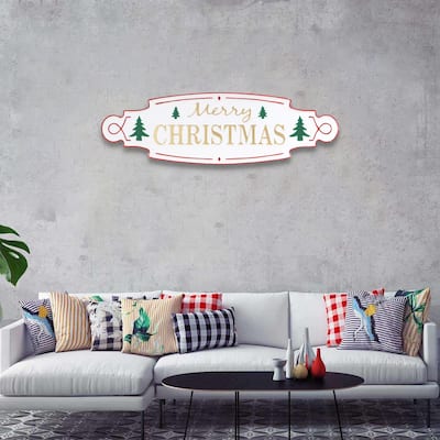 White Metal Merry Christmas Wall Sign