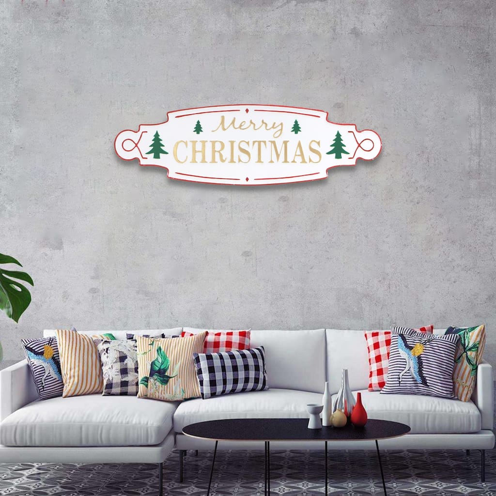 White Metal Merry Christmas Wall Sign