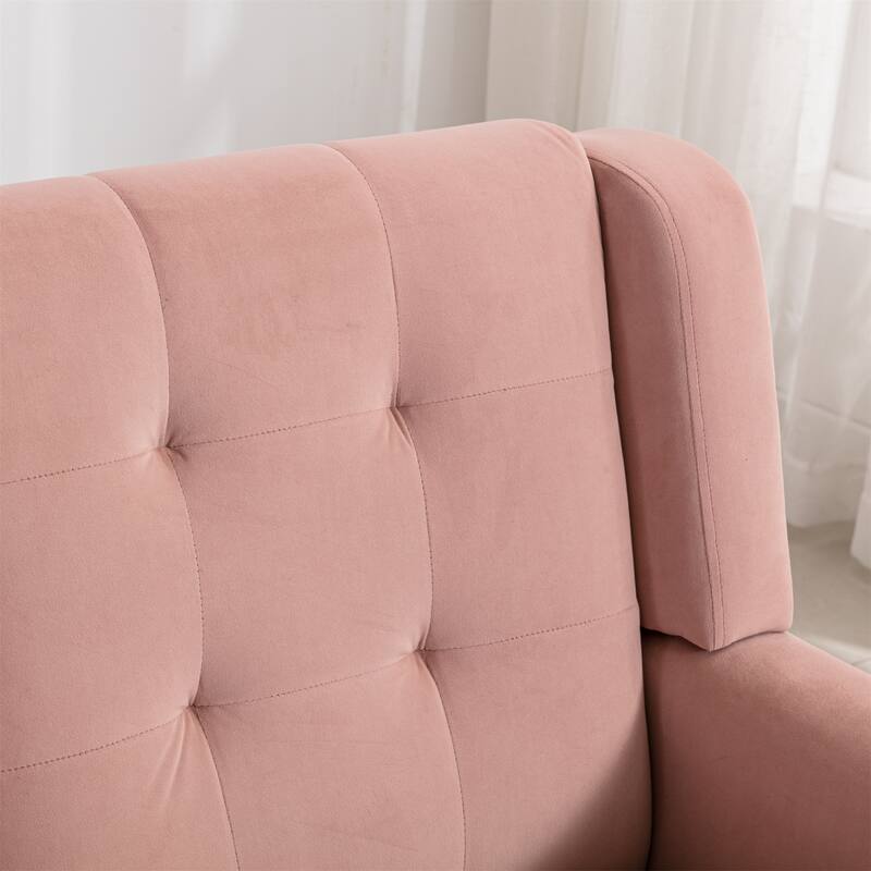 Velvet Upholstered Accent Chair Modern Living Room Lounge Arm Chairs with Ergonomic Backrest Chair