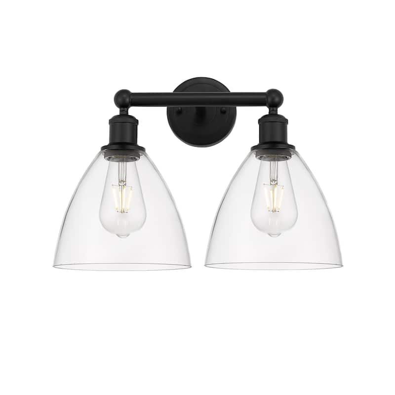 Innovations Lighting 616-2W-12-17 Bristol Vanity Bristol Glass 2 Light - Matte Black / Clear