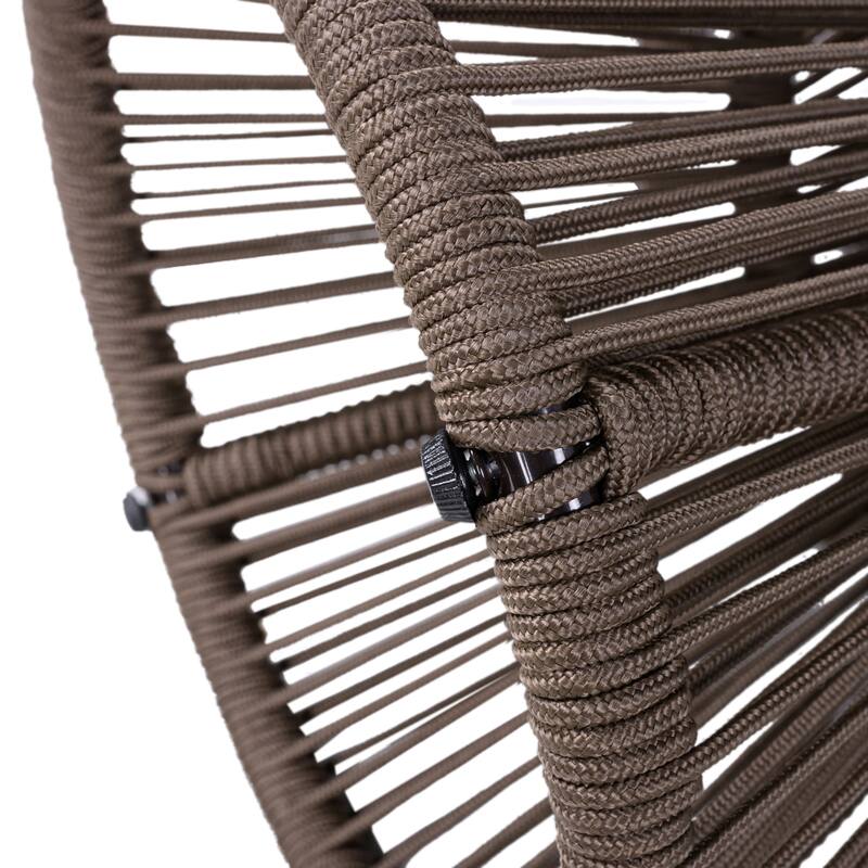 Scott Living - Nara 18.9"H Modern Outdoor Acacia Wood and Woven Rope Side Table, Tapered Cylindrical Silhouettes Design