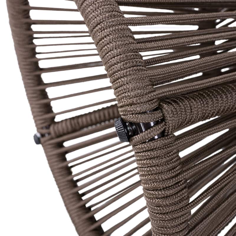 Scott Living - Nara Modern Outdoor Acacia Wood and Woven Rope Sculptural Side Table, Set of 2 - 32.28"L