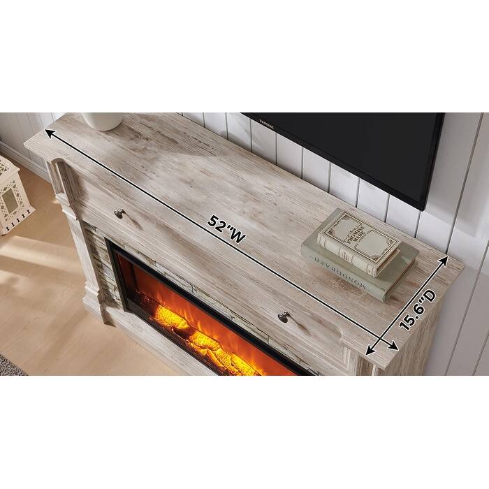 Farmhouse Fireplace TV Stand with Mantel, Tall Entertainment Center