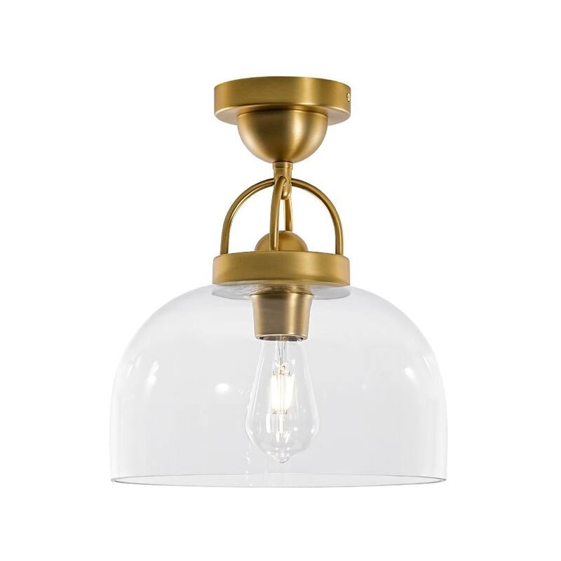 Mid-Century Modern Glass Dome Single Semi Flush Mount Ceiling Light