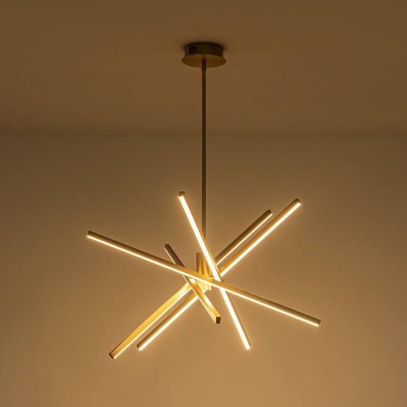 5-Light Modern Sputnik Linear Pendant Lights Integrated LED Kitchen Island Lighting
