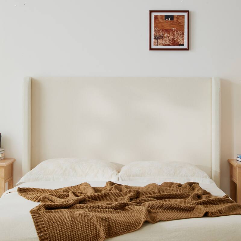 Upholstered Wingback Bed/ Upholstered Platform Bed Frame/ 52.3" High Headboard/ Simplicity/ No Box Spring Needed/ King