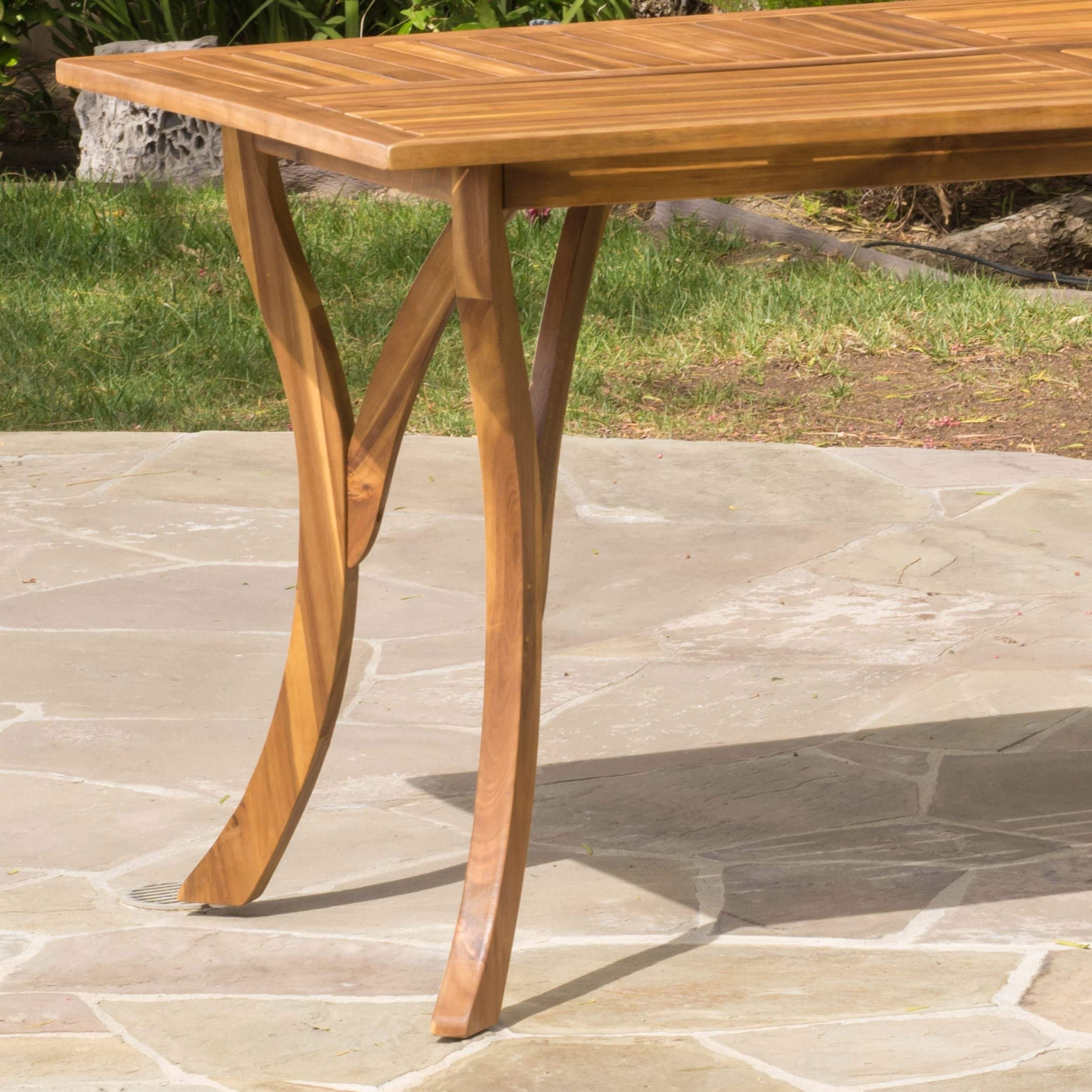 Hermosa Outdoor Acacia Wood Rectangle Dining Table (ONLY) by Natural - Picture 12 of 15