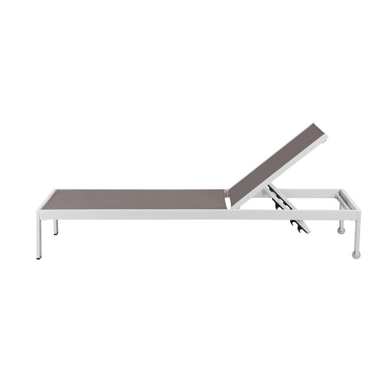 Anodized Aluminum Modern Patio Lounger in White and Gray