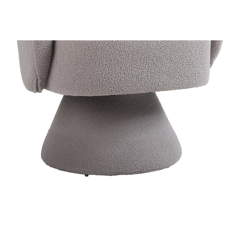 Grey Faux Fur 26.4" Swivel Round Barrel Chair