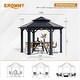 preview thumbnail 102 of 142, Outdoor Hardtop Gazebo Pergola w Galvanized Steel Roof and Aluminum Frame, Prime Curtains and nettings include