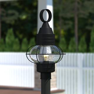 Chatham 1L Black Coastal Outdoor Globe Post Light Clear Glass - 13-in W x 22.5-in H x 13-in D