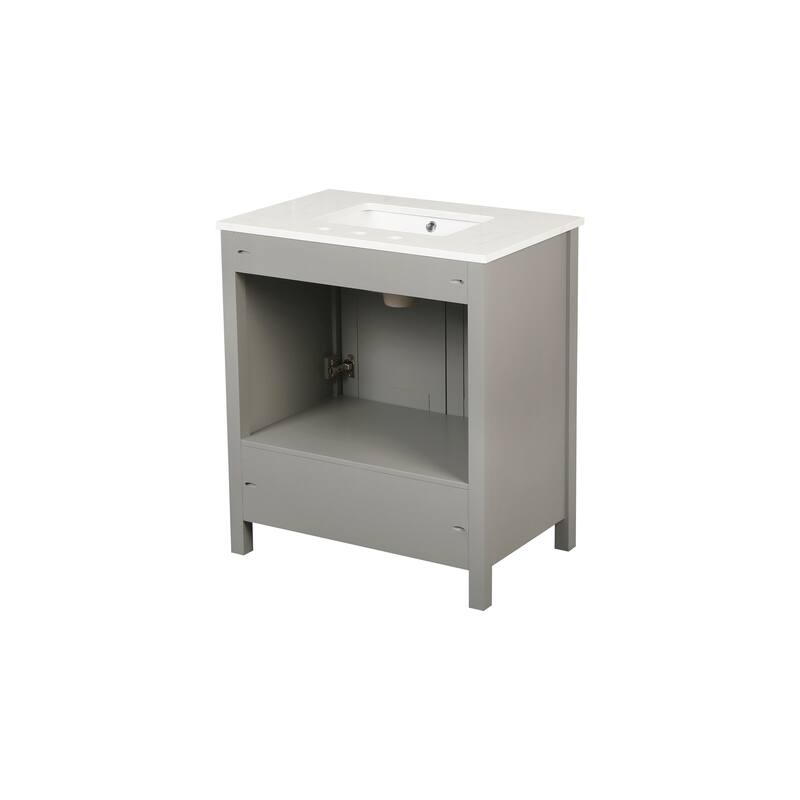 Bathroom Vanity with Sink, Storage Cabinet with Marble Countertop, Bathroom Vanities with Soft Close Doors and Large Drawer
