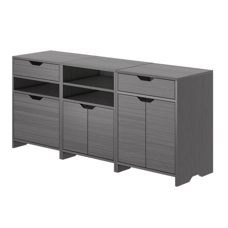 3-Piece Storage Cabinet Set - 26.25" - Charcoal Gray
