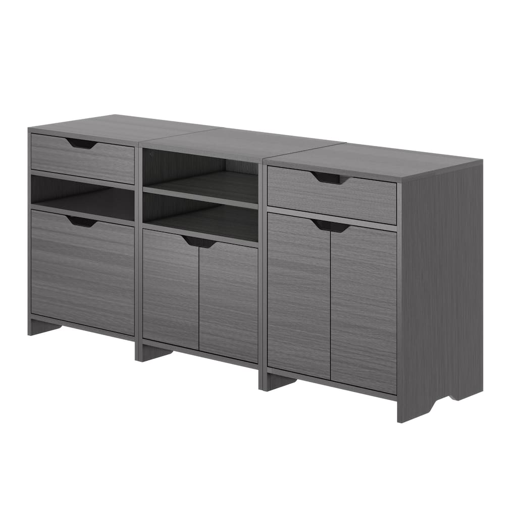 3-Piece Storage Cabinet Set - 26.25" - Charcoal Gray