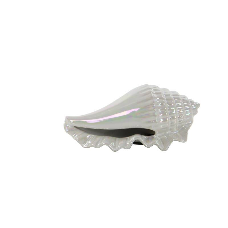 Silver, White or Multi Colored Porcelain Ceramic Shell Shell Decorative Sculpture (Set of 3)