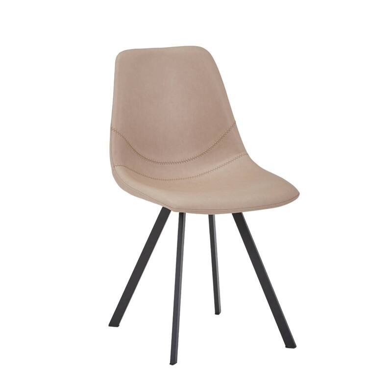 Markley Modern Ergonomic Leather Dining Chair with Black Steel Legs, Scratch-Resistant & Comfortable Kitchen Chair - Taupe