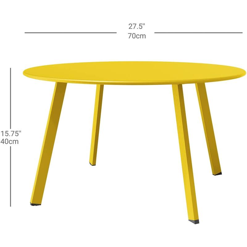 Patio Round Steel Patio Coffee Table, Weather Resistant Outdoor Large Side Table