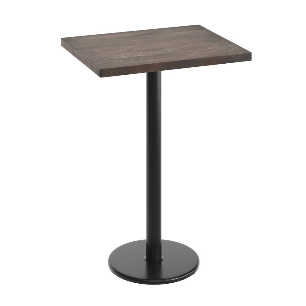 Rectangular Solid Wood Commercial Tabletop with 18" Round Bar Height Base - 24"W x 30"D x 42"H