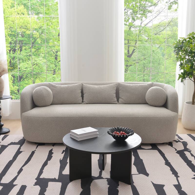 KINWELL 3-Seater Sherpa Boucle Upholstered Sofa Couch for Living Room Lounge, 85" W