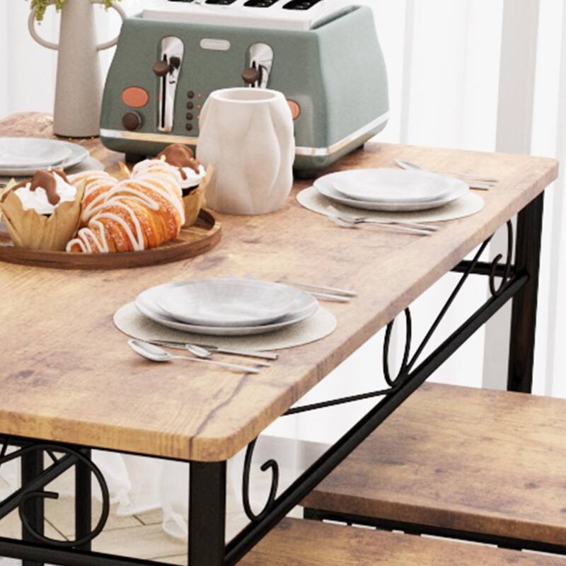 Farmhouse Kitchen Dining Table Set, with 4 Chairs