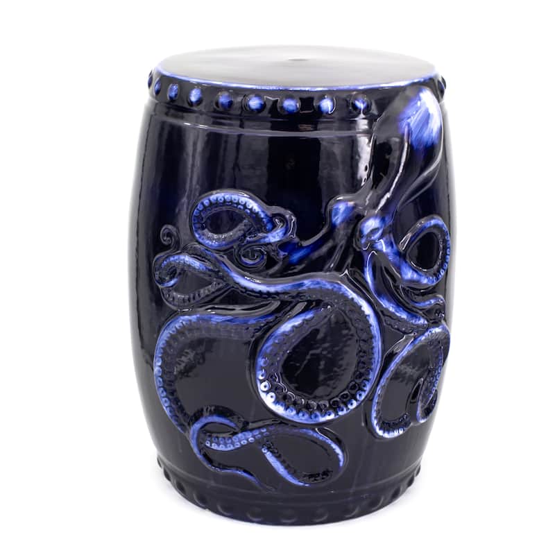 Euro Ceramica Grotto Ceramic 18" Kraken Tropical Garden Stool