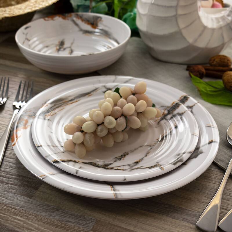 Lombardy 12 Piece Chip-Resistant Melamine Dinnerware Set in White