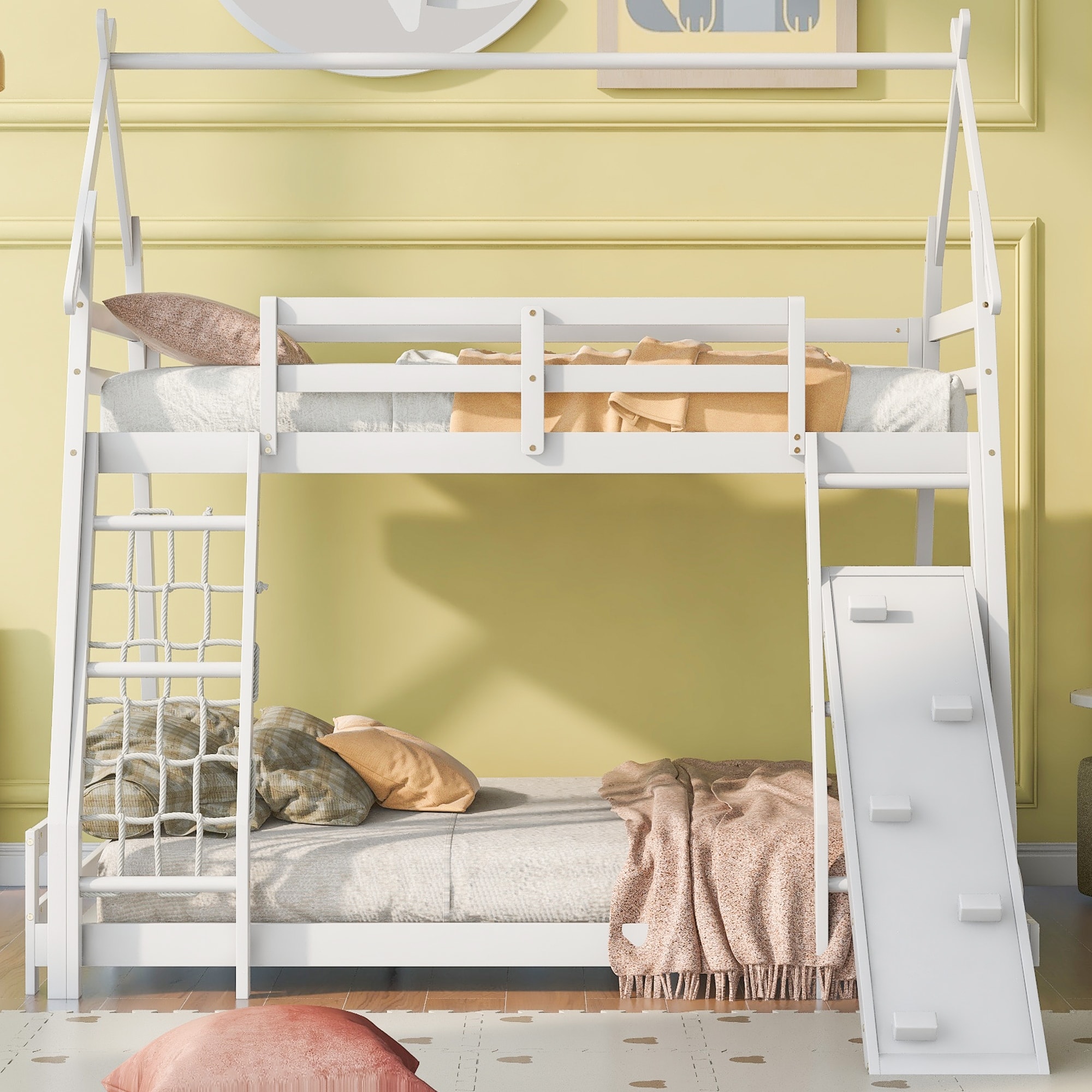 White twin over new arrivals queen bunk bed