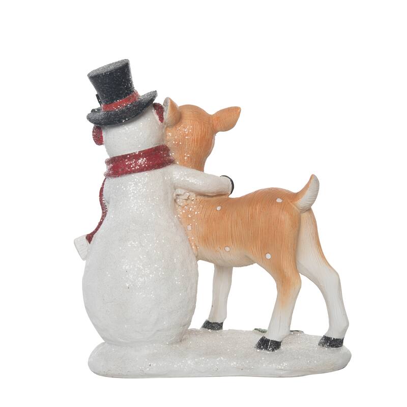 Transpac Resin 10.5 in. Multicolor Christmas Snowman with Reindeer