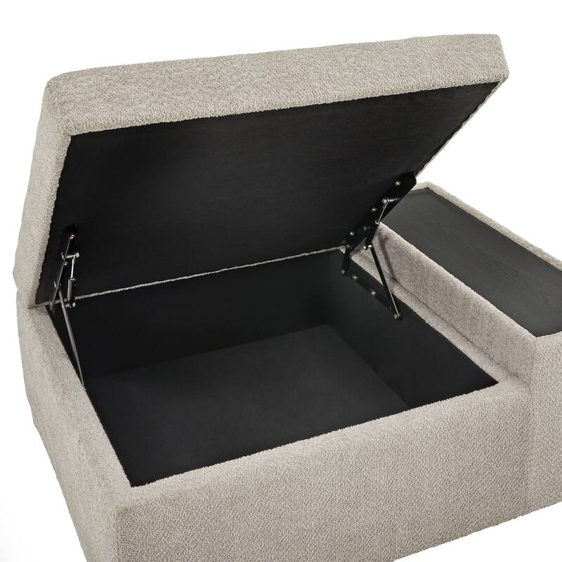 Sebastopol Boucle Fabric Storage Ottoman With Table and Casters by iNSPIRE Q Modern