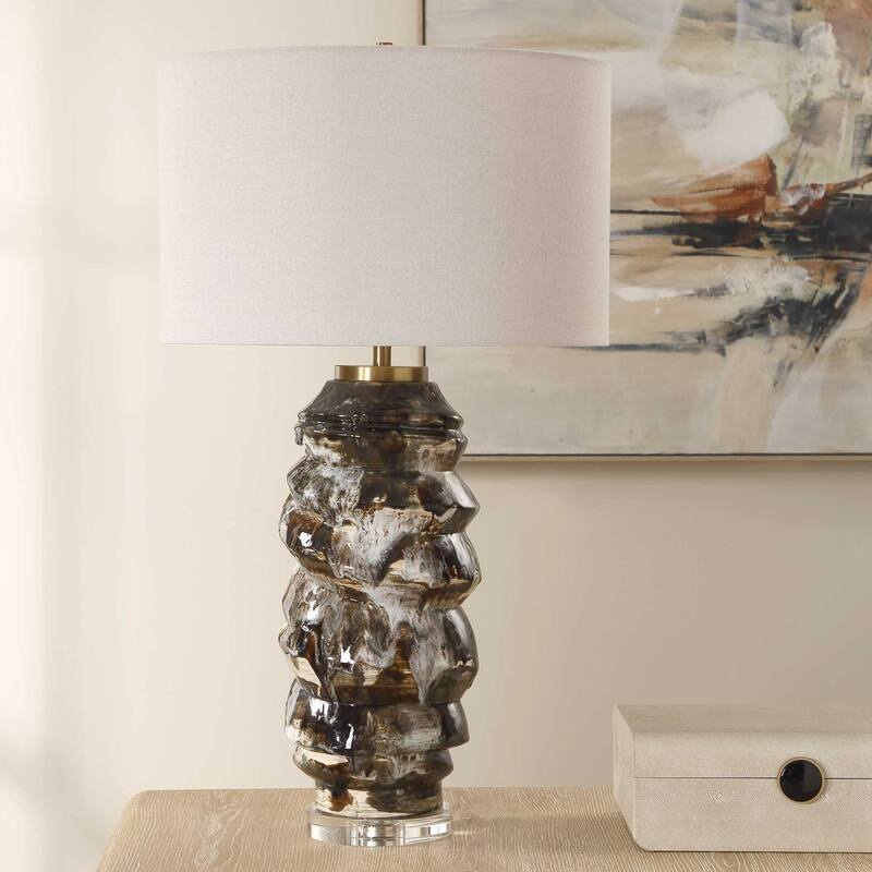 Uttermost Cuoco Mottled Brown Table Lamp - 18.00" W x 31.75" H x 18.00" D