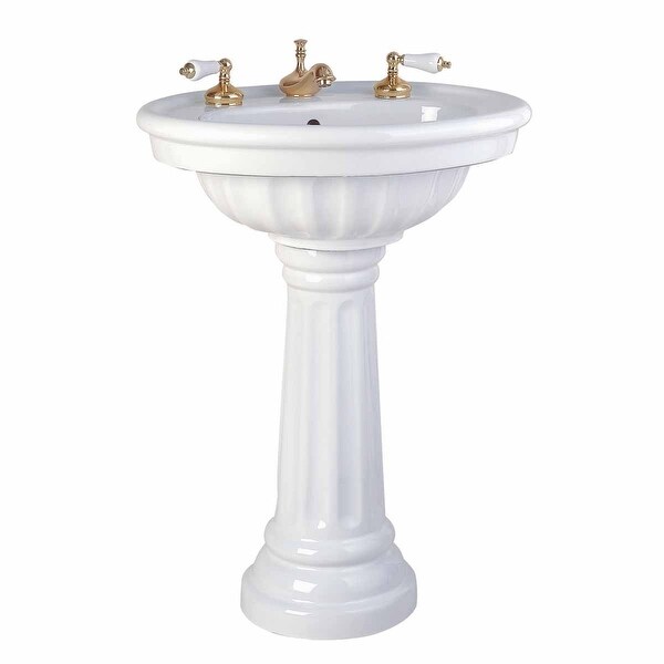 Bathroom Single Pedestal Sink White China Fluted Philadelphia