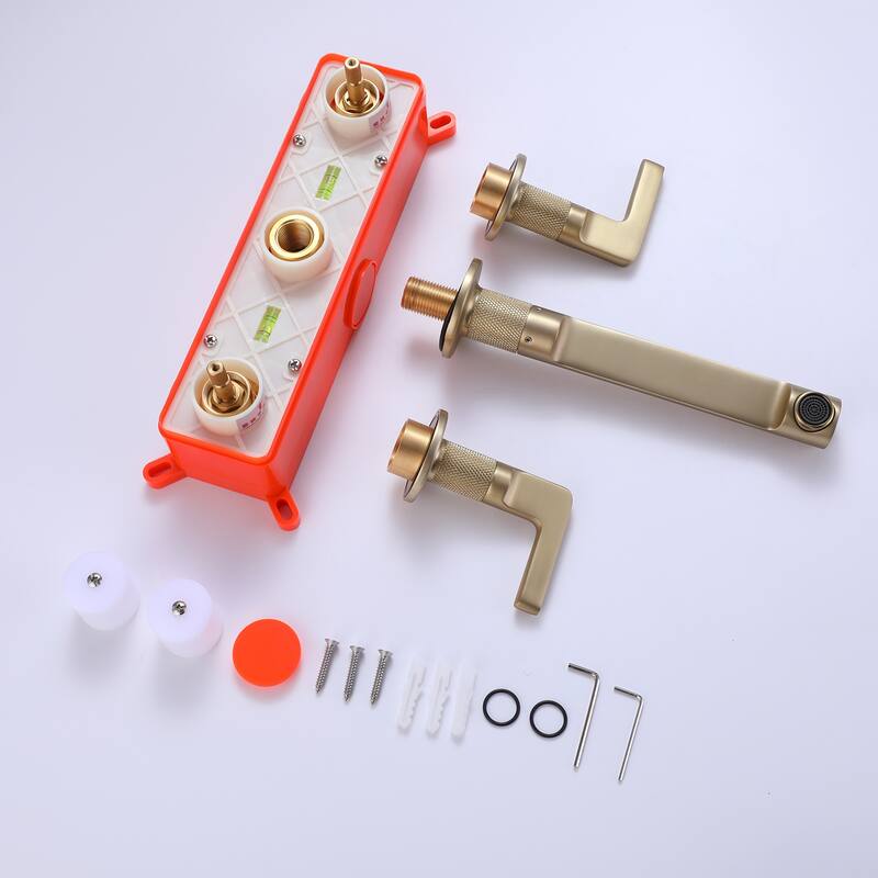 Two Handles Wall Mounted widespread Bathroom Faucet