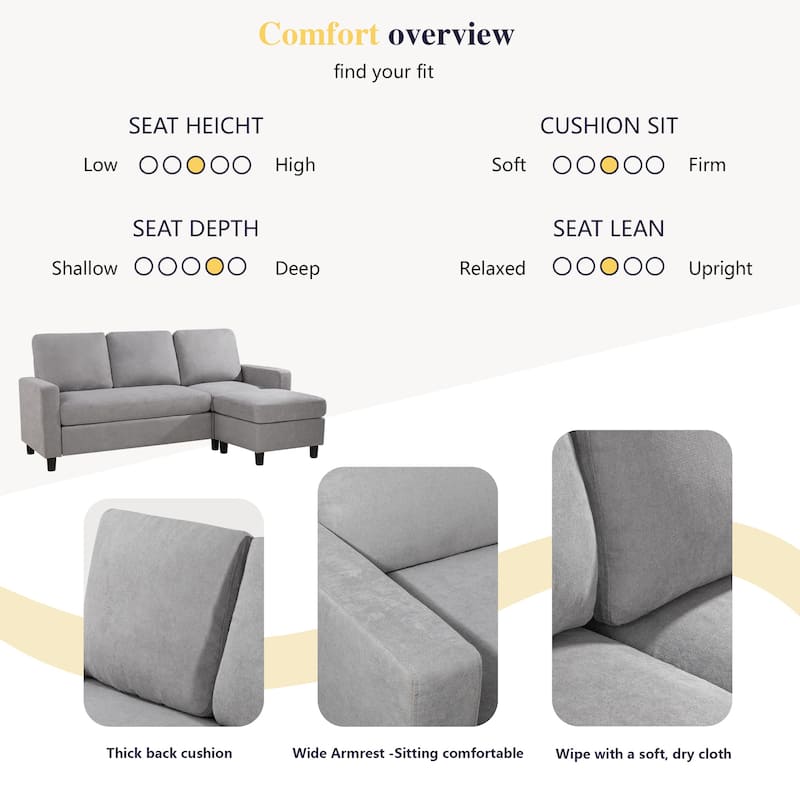 Futzca Modern Convertible Sectional Sofa L-Shaped Couch